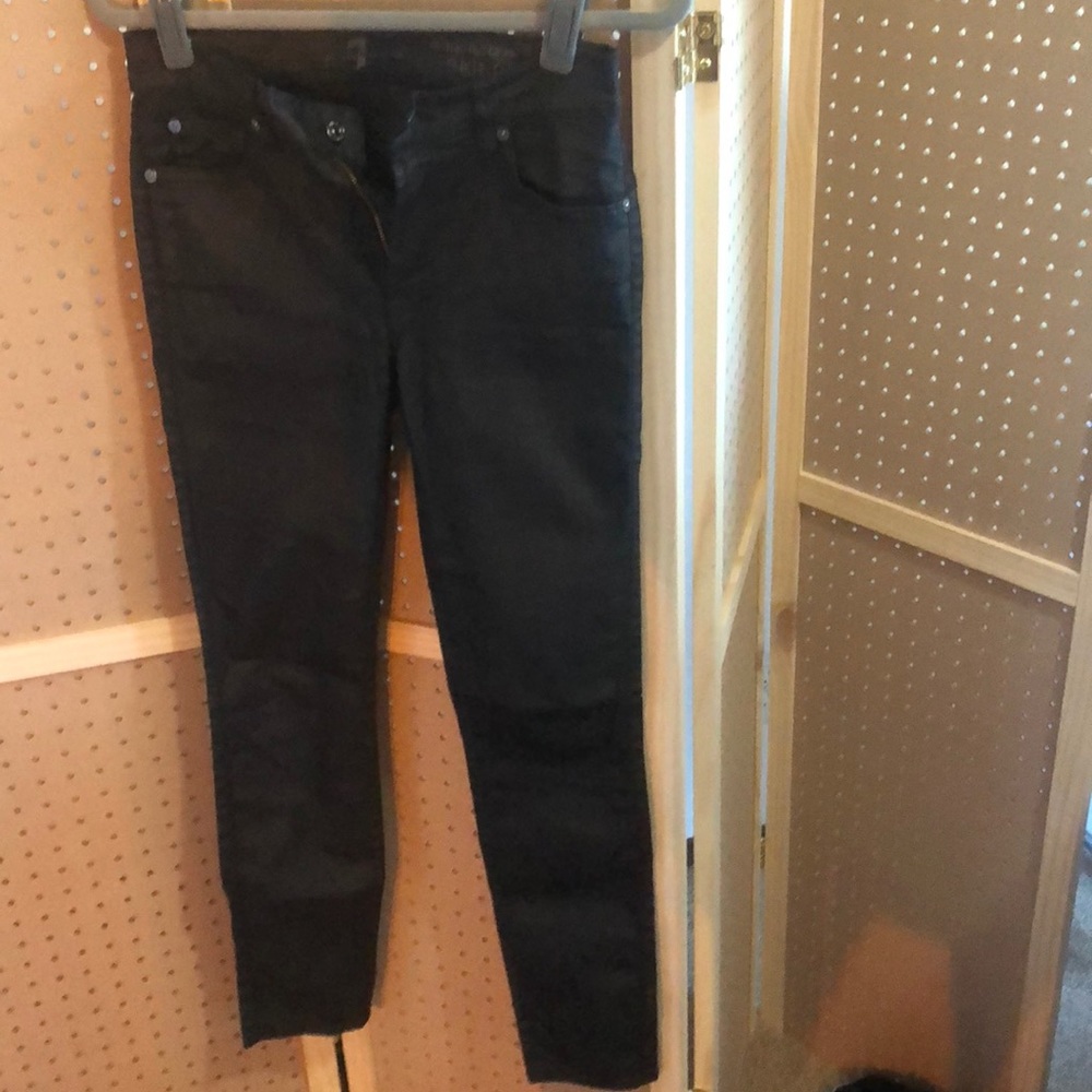 Seven skinny waxed jeans black